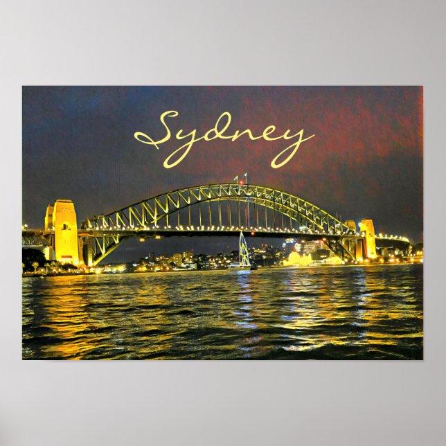 Póster Sydney por la noche Harbour Bridge Australia (Frente)