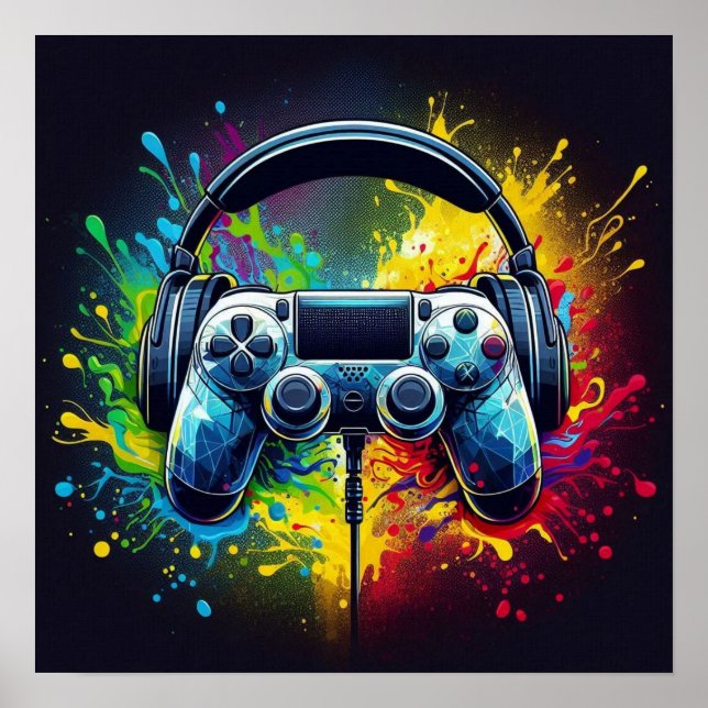 Póster Symphony of Pixels & Sound: Vibrant Gaming Art (Frente)