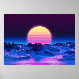 Poster Synthwave Arte mural retroondas