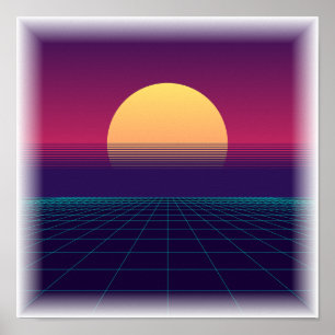 Póster Synthwave Grid - Estética Retrohonda de los 80