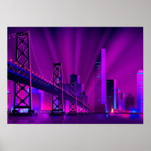 Póster Synthwave Neon City San Francisco