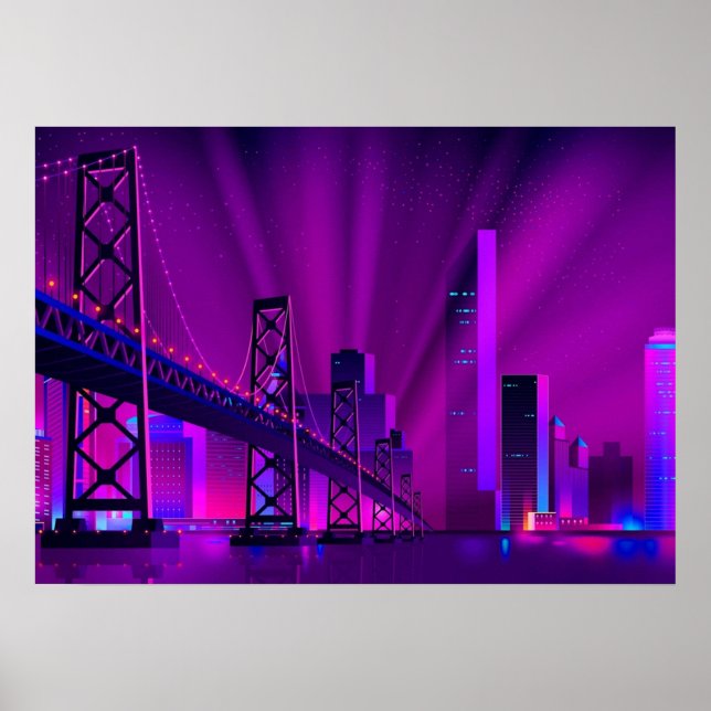 Póster Synthwave Neon City San Francisco (Frente)