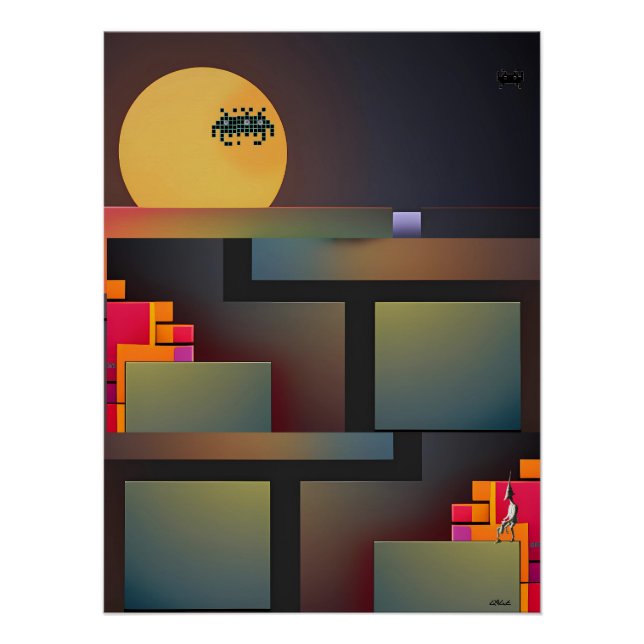 Póster Synthwave Neuralidad Modernista II (Anverso)