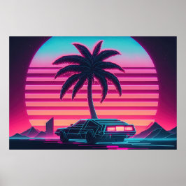 Póster Synthwave Sunset Drive: Carreras hacia mañana