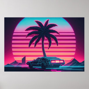 Póster Synthwave Sunset Drive: Carreras hacia mañana