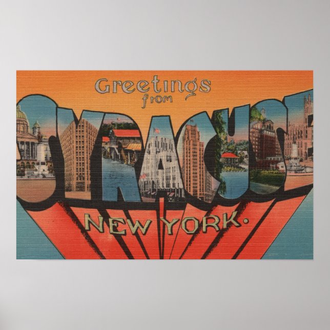 Póster Syracuse, Nueva York - Escenas de letras grandes 2 (Frente)