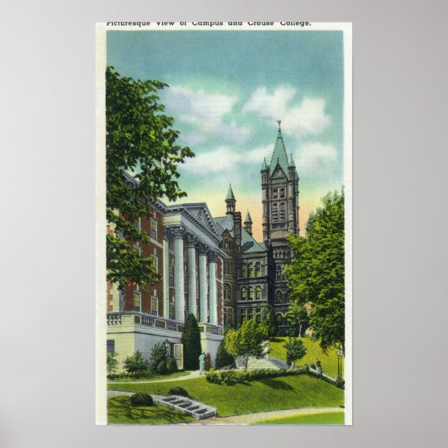 Póster Syracuse U Campus View Showing Crouse College (Frente)