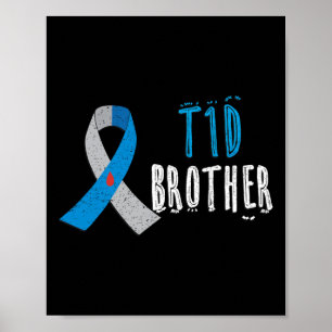 Póster T1d Brother Blue Ribbon Tipo 1 Conciencia sobre la