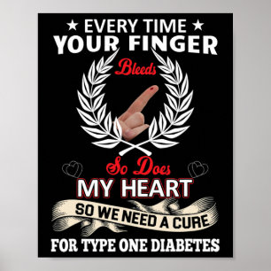Póster T1D Diabética Tipo 1 Sensibilización sobre la diab