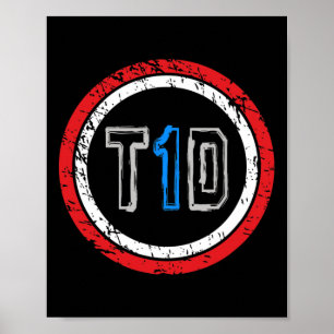 Póster T1d Emblema Tipo 1 Conciencia sobre la diabetes