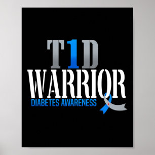 Póster T1d Guerrero Diabetes Conciencia Tipo 1 Guerra Dia