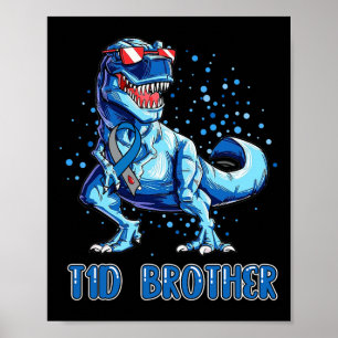 Póster T1d Hermano Tipo 1 Diabetes Cinta T Rex Dinosaurio