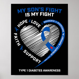 Póster T1d Mamá papá mi hijo lucha contra la diabetes tip