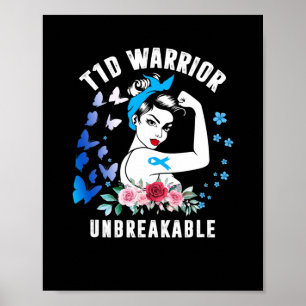 Póster T1d Mujer guerrera tipo 1 Conciencia sobre la diab