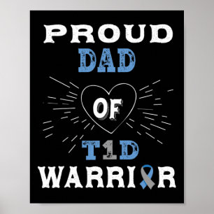 Póster T1D Orgulloso Papá Diabetes Conciencia Tipo 1 Insu