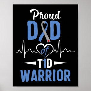 Póster T1d Orgulloso Papá Diabetes Conciencia Tipo 1 Insu