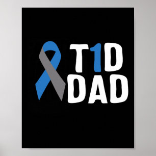 Póster T1d Papá Diabetes Conciencia Tipo 1 Insulina Páncr