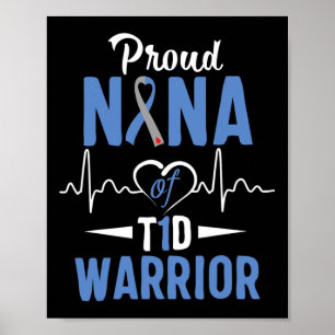 Póster T1d Proud Nana Diabetes Conciencia Tipo 1 Insulina