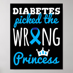 Póster T1d Sensibilización Chicas Princesas Diabetic Blue