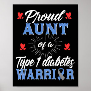Póster T1D Tía Orgullosa Diabetes Conciencia Tipo 1 Insul