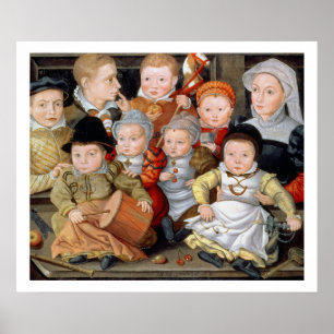 Póster T33337 Portrait of a mother with her eight childre