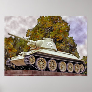 Póster T-34 el tanque ruso, monumento de guerra
