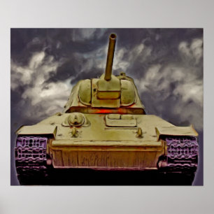 Póster T-34 el tanque ruso, monumento soviético, Berlín -