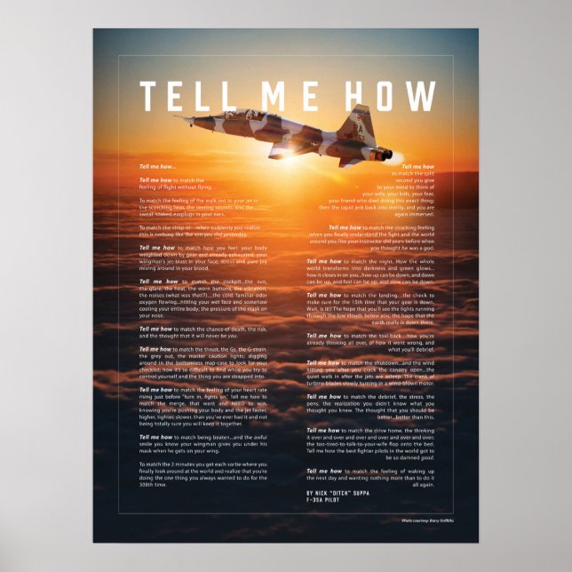 Póster T-38 Talon con Tell Me How oda to vuelo (Frente)