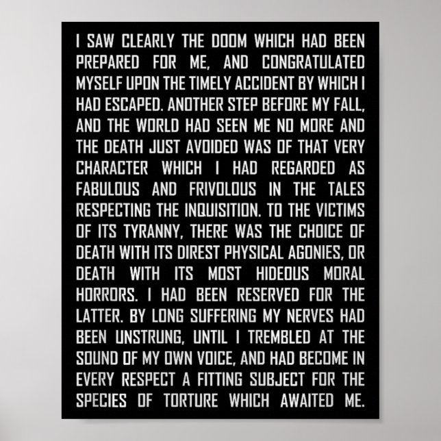 Póster T And The Pendulum Edgar Allan E Etry Excerpt Prem (Frente)