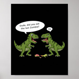 Póster T Rex come a Zombie Halloween Chicas niños diverti