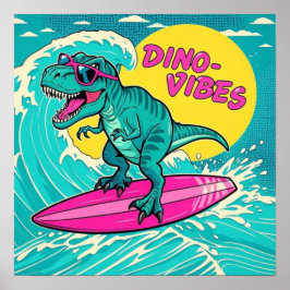 Póster T-Rex con gafas de sol y montando una moto rosa ne