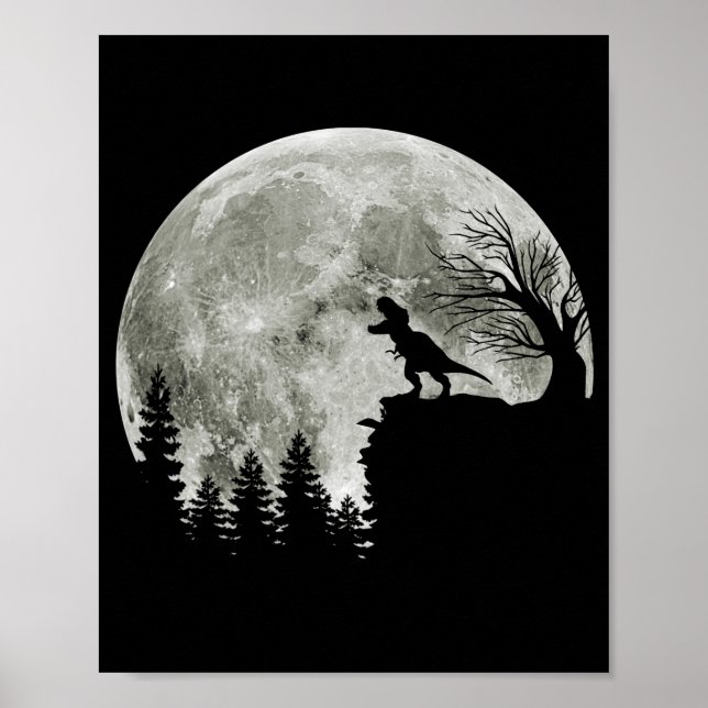 Póster T Rex De Pie En La Montaña De Halloween (Frente)