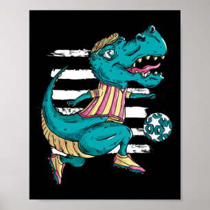 Póster T-rex Dinosaur Juega Fútbol - Diseño Trex