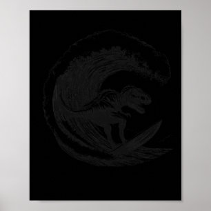 Póster T-rex Dinosaur Surfing Surf Tabla de surf Surfista