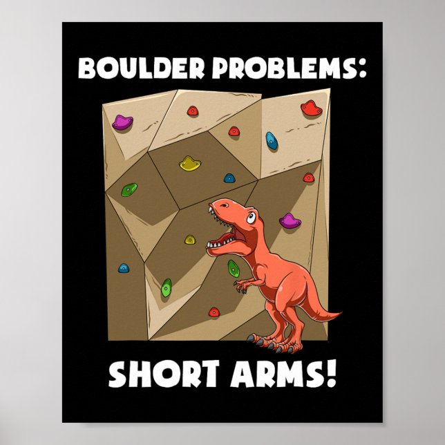 Póster T-rex Divertido de Escalada en Roca y Boulder  (Frente)