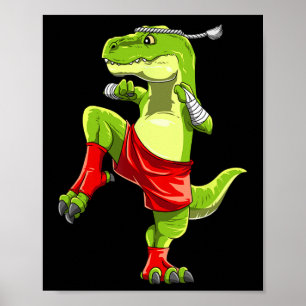 Póster T-Rex divertido de Muay Thai - Boxeo Tailandés