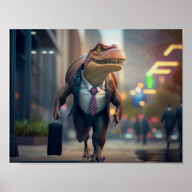 Póster T-Rex en la ciudad (Frente)