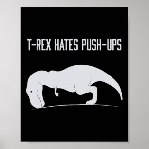 Póster T-rex gráfico odia flexiones divertido gimnasio Tr