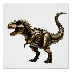 Póster T-Rex Mech Steampunk – Bestia Dino de Latón
