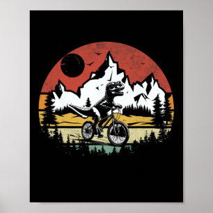 Póster T-Rex montando bicicleta de montaña vintage Bicicl