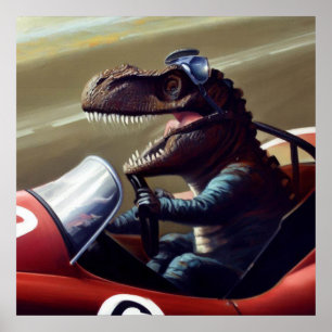 Póster T Rex Racecar
