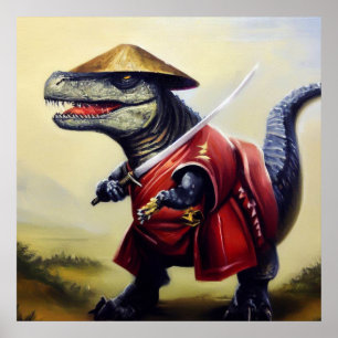 Póster T Rex Samurai