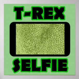 Póster T-Rex Selfie Short Arms Divertido Rótulo Poster de