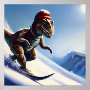 Póster T Rex Snowboarding