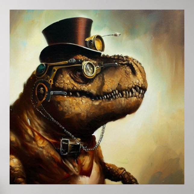 Póster T Rex Steampunk (Frente)