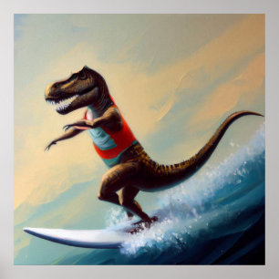Póster T Rex Surfing