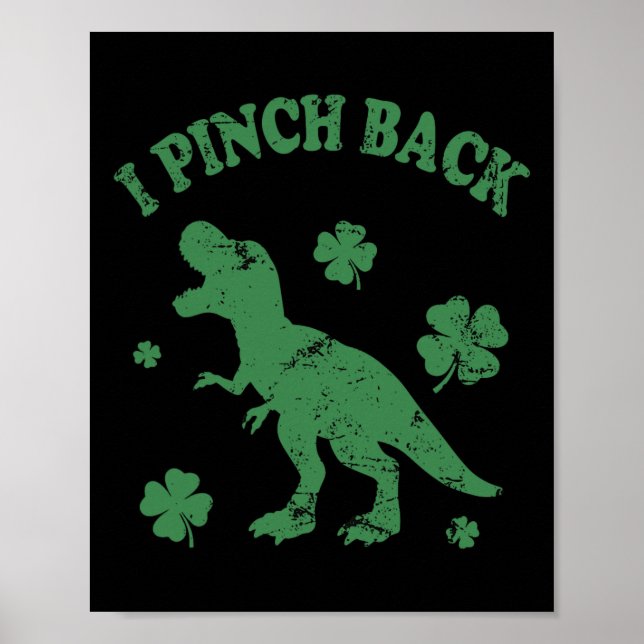 Póster T-rex te pellizco divertido día de San Patricio te (Frente)