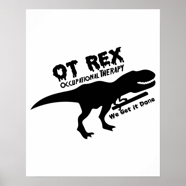 Póster T-Rex Terapia Ocupacional Graciosa Regalo Para OAT (Frente)