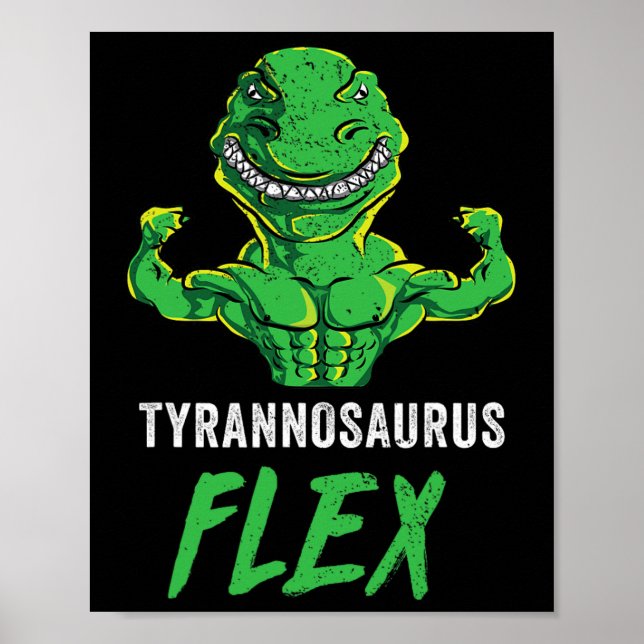 Póster T Rex Workout Funny Dinosaur Gym Weightrising Cut (Frente)