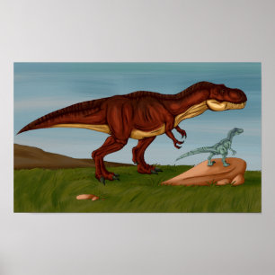 Póster T-Rex y Velociraptor